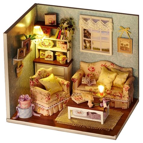 cute room doll house miniature model building kits diy miniaturas