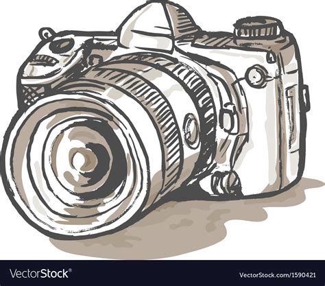 drawing   digital slr camera royalty  vector image