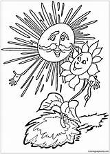 Pages Sun Sunflower Coloring sketch template