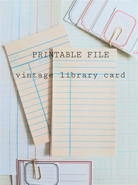 printable vintage library cards journaling junk journal ledger