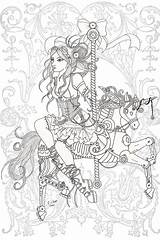 Coloring Steampunk Pages Adult Adults Color Book Colouring Printable Sheets Wonderland Alice Drawings Carousel Deviantart Depression Animal Lineart Print Ups sketch template