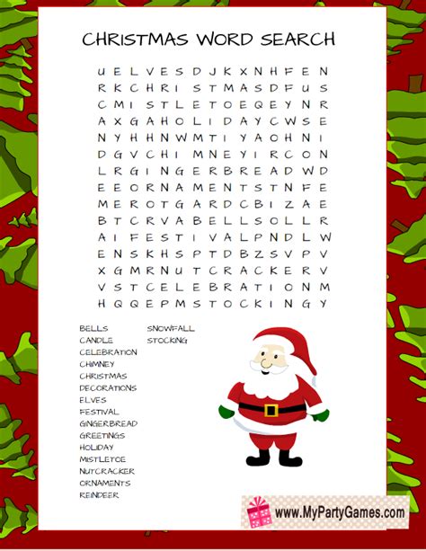 printable christmas word search game