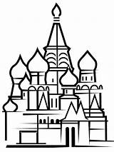 Coloriage Russie Kremlin Ukraine Templates Modèle Géographie Livre Cathedral Basil Moscow sketch template