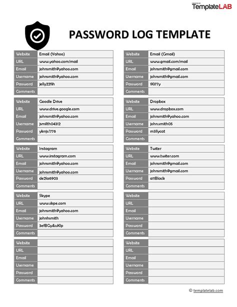 password excel template