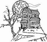 Haunted Coloring House Pages Drawing Halloween Mansion Spooky Printable Simple Sketch Hill Color Cartoon Houses Kids Castle Printables Mansions 3d sketch template