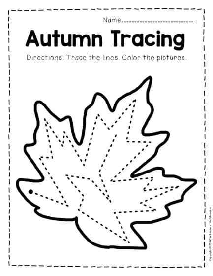 printable tracing fall preschool worksheets  keeper