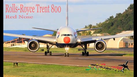 british airways   red nose rr trent  departure  st kitts airport youtube