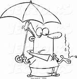 Cartoon Man Outline Raindrops Coloring Catching Vector Hand His Umbrella Ron Leishman Royalty sketch template