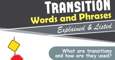 transition words  phrases explained listed infographic