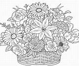 Flower Basket Coloring Pages Flowers Baskets sketch template