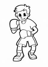 Boxing Gloves Boy Coloring Wearing Printable Description sketch template