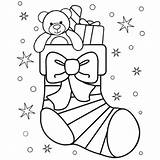 Stocking Coloring Christmas Pages Stockings Bear Teddy Color Little Stary Night Printable Print Netart sketch template