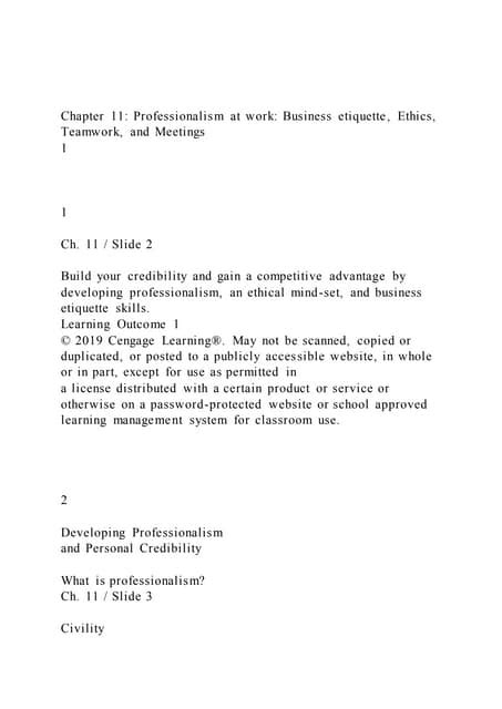 chapter 11 professionalism at work business etiquette ethics pdf