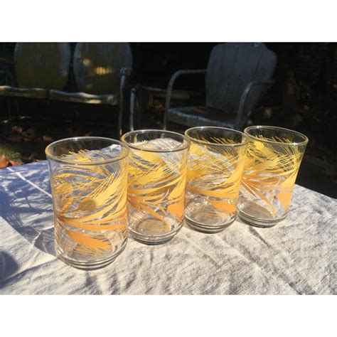1950s Vintage Wheat Print Juice Glasses Set Of 4 Chairish