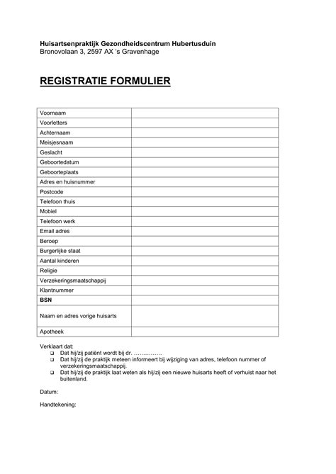 registratie formulier