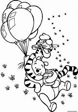 Coloriage Winnie Tigrou Ballons Airs Dessin Imprimer Ourson sketch template