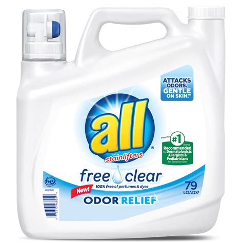 liquid laundry detergent  clear  odor relief  fluid