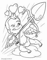 Coloring Pages Cupid Valentine Valentines Printable Holidays Kids sketch template