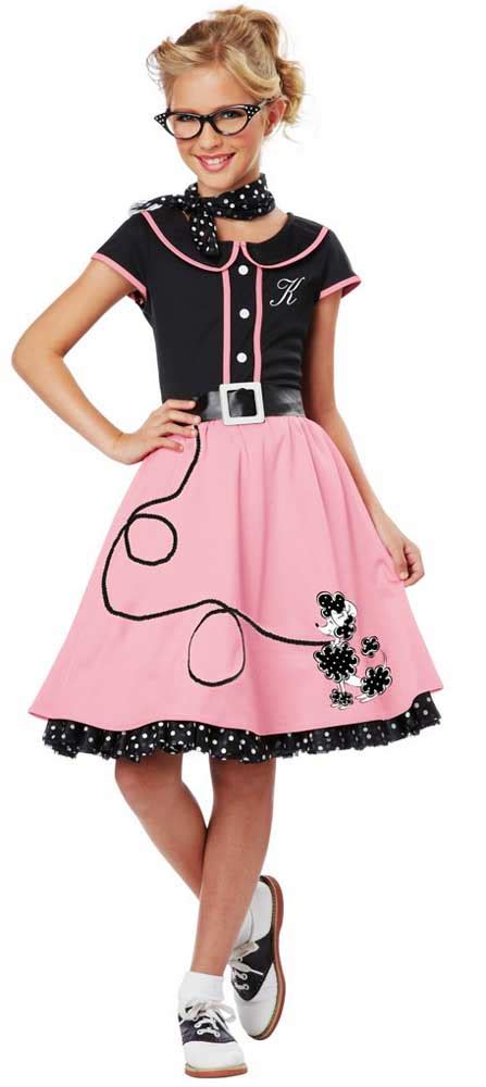 girls 50 s style cute poodle skirt grease costume halloween outfit