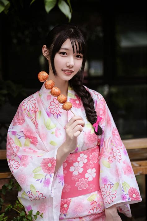 pink japanese national yukata women elegant kimono robe gown cosplay