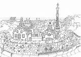 Barcelona Colorear Parque Güell Gaudí Drawings Dibujos Line Guardado Desde Linedrawings Por La sketch template