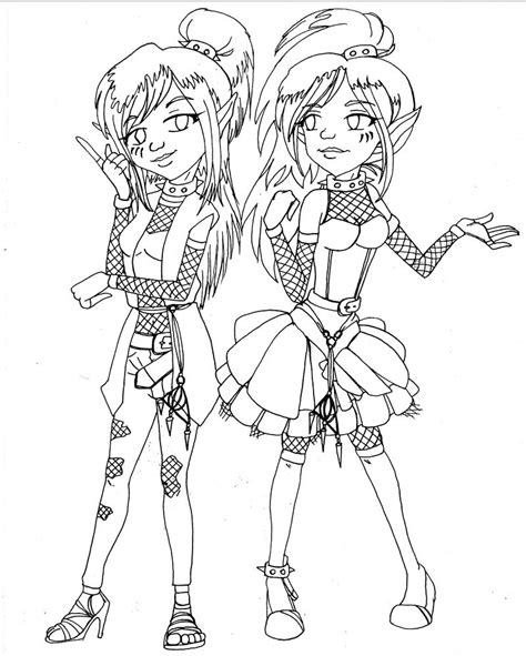 anime twin coloring coloring pages