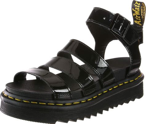 amazoncom drmartens womens blaire patent leather black sandals   sandals