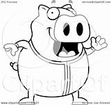 Pajamas Chubby Pig Waving Clipart Cartoon Outlined Coloring Vector Cory Thoman Regarding Notes sketch template