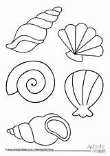 Colouring Shell Sea Shells Coloring Pages Beach Summer Printable Template Kids Seashell Colour Seaside Drawing Mar Crafts Mermaid Choose Board sketch template