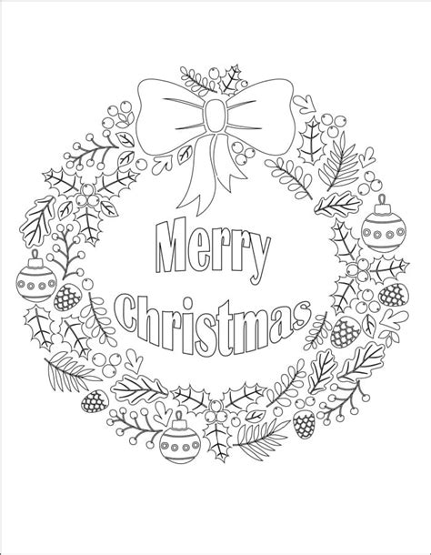 christmas wreath coloring pages printable downloads