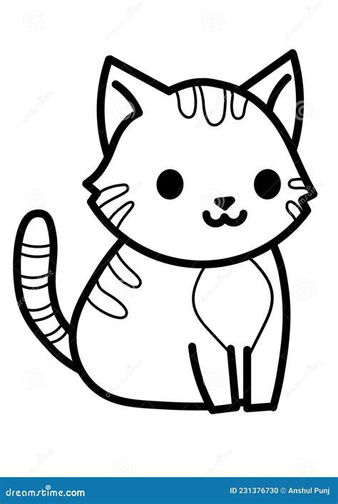 cute cartoon cat colouring page coloring book stock illustration