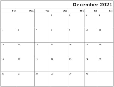december  calendars  print