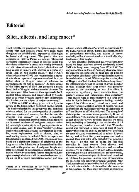 silica silicosis  lung cancer occupational environmental medicine