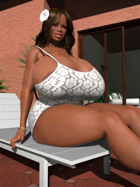 busty ebony 3d bbw hottie showing her huge boobs outdoors pichunter