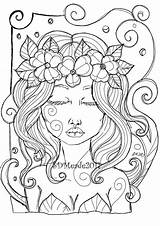 Coloring Cute Flower Printable Girl Drawings Etsy Crown Pages Sold Color sketch template