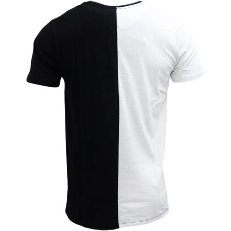 Hype White Black Half White Half Black Split T Shirt Two Tone