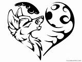 Wolf Tribal Heart Tattoo Moon Tattoos Drawings Coloring Pages Designs Outline Coloring4free Printable Amp Clipart Amazing Cliparts Clipartbest Loup Tabatha sketch template