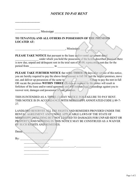 printable missouri eviction notice  day eviction notice form