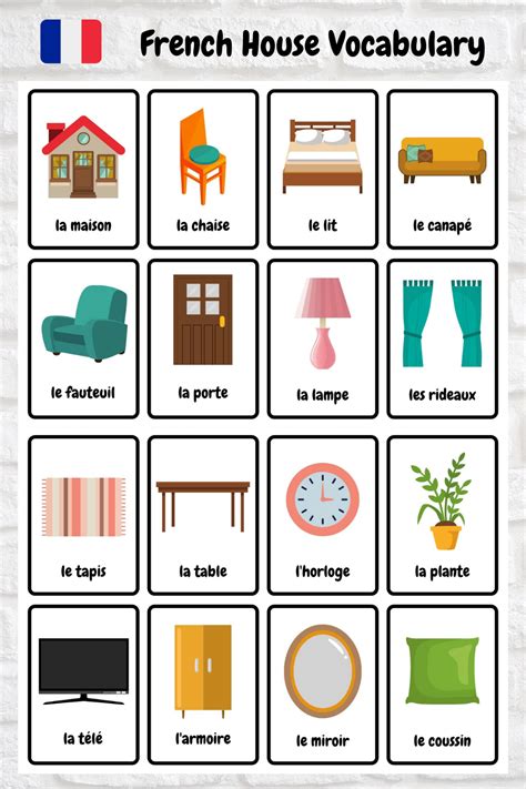 pin  french vocabulary lists  flashcards