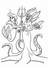 Coloring Mermaid Pages Disney Princess Little Ariel Mermaids Ursula Palace Pets Print Sheets sketch template