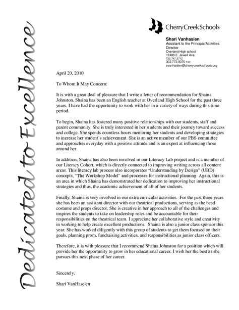 letter  rec  assistant principal  shaina johnston issuu