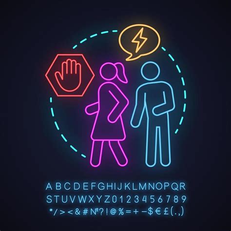 sexual harassment neon light concept icon violence against women idea