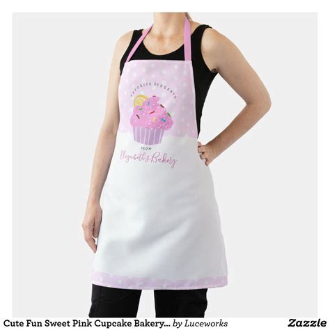 cute fun sweet pink cupcake bakery dessert custom apron zazzlecom