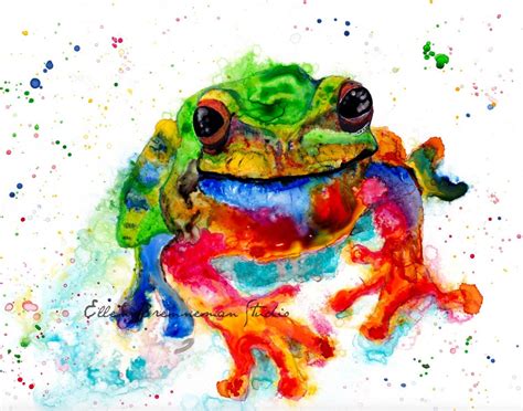 frog art print colorful frog frog lover gift frog wall