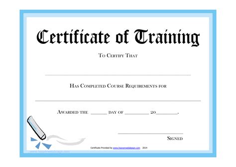 certificate  training template blue  printable