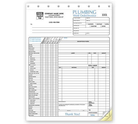 plumbing invoice forms receipts  checklist  deluxecom