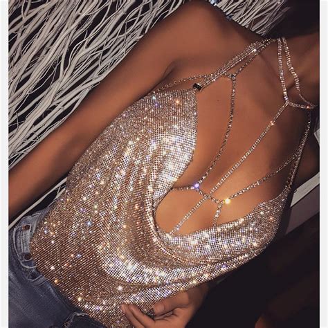 2021 Wholesale 2017 Fashion Womens Bling Sequin Chain Tank Tops Sexy