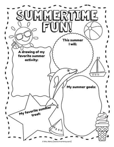 printable summer activities worksheet  merry