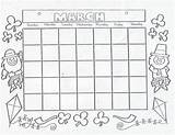 Blank Calendars Fill March Kids Color Print sketch template