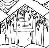 Coloring Cabin Pages Icicle Winter Clipartmag sketch template